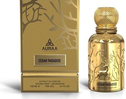 Cedar Paradise Extrait Perfume 100ml by Auraa Desire - Strong Spicy Fresh Scent for Men - Saffron, Nutmeg, Lavender Eau de Parfum For Sale