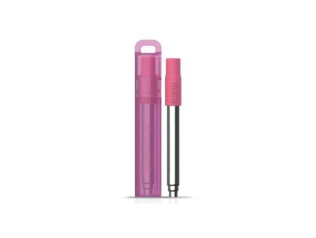 ZOKU Stainless Steel Reusable Pocket Straw  (Carrying Case & Cleaning Brush Included) - Berry Pink  Fixed Size For Discount