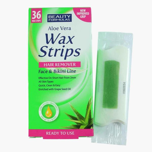 Beauty Formulas Aloe Vera Wax Strips Line Hair Remover Face & Bikini 36pcs  36pcs (18 x 2 s For Discount