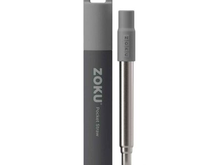 ZOKU Stainless Steel Reusable Pocket Straw  (Carrying Case & Cleaning Brush Included) - Grey  Fixed Size Cheap