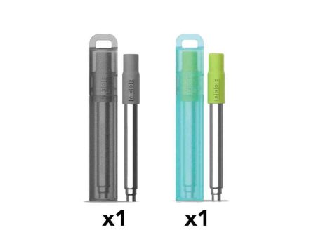 ZOKU Pocket Straw 2 Set Combo (Charcoal, Teal)  Fixed Size Hot on Sale