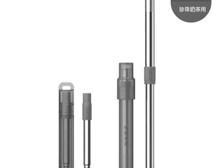 ZOKU Stainless Steel Reusable Drink & Bubble Tea Pocket Straw 2 Set Combo (Charcoal)  Fixed Size Online Sale