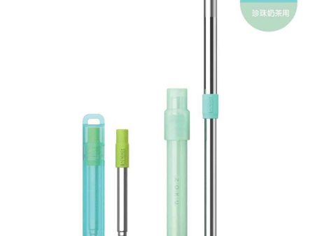 ZOKU Stainless Steel Reusable Drink & Bubble Tea Pocket Straw 2 Set Combo (Teal)  Fixed Size Online Sale