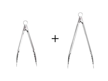 Cuisipro Stainless Steel Locking Tongs Combo Set (Small & Large)  Fixed Size For Discount