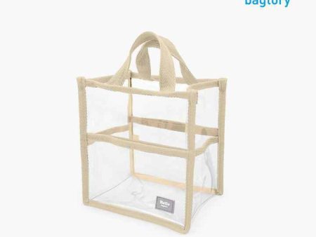 bagtory HELLO Baggy Transparent PVC Bag in Bag Small Tote, Beige, Storage Organizer  Fixed Size Supply