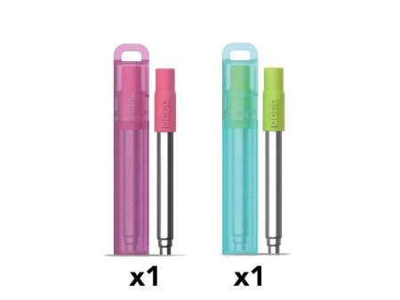 ZOKU Pocket Straw 2 Set Combo (Teal, Berry)  Fixed Size For Sale