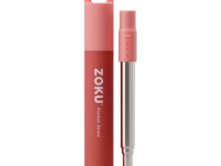 ZOKU Stainless Steel Reusable Pocket Straw  (Carrying Case & Cleaning Brush Included) - Red  Fixed Size Sale