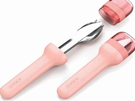 ZOKU Stainless Steel Pocket Utensil Set (Includes Spoon, Fork, Knife) - Peach Pink  Fixed Size Online