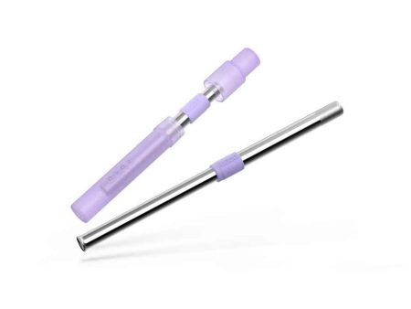 ZOKU Stainless Steel Reusable Bubble Tea Pocket Straw (Carrying Case & Cleaning Brush Included) - Purple  Fixed Size Online now