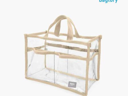 bagtory HELLO Baggy Transparent PVC Bag in Bag Big Tote, Clear Storage Organizer, Beige  Fixed Size Online