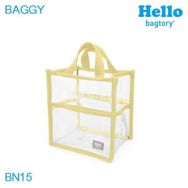 bagtory HELLO Baggy Transparent PVC Bag in Bag Small Tote, Banana Yellow, Clear Storage Organizer  Fixed Size Online Sale