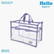 bagtory HELLO Baggy Transparent PVC Bag in Bag Big Tote, Clear Storage Organizer, Macaron Purple  Fixed Size on Sale