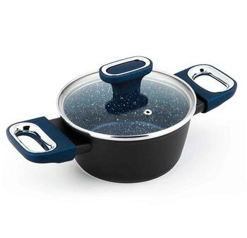 Carl Schmidt Sohn Marburg 16cm Forged Aluminum Casserole with glass lid (Blue coating & blue handle)  16cm Online now