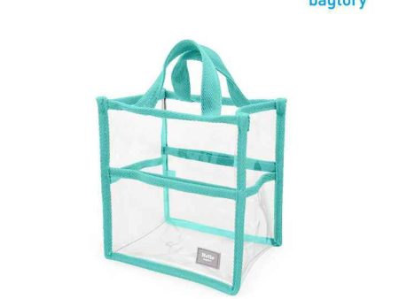 bagtory HELLO Baggy Transparent PVC Bag in Bag Small Tote, Macaron Green, Clear Storage Organizer  Fixed Size Hot on Sale