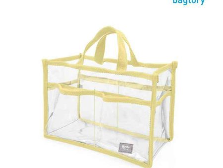 bagtory HELLO Baggy Transparent PVC Bag in Bag Big Tote, Clear Storage Organizer, Banana Yellow  Fixed Size Online now