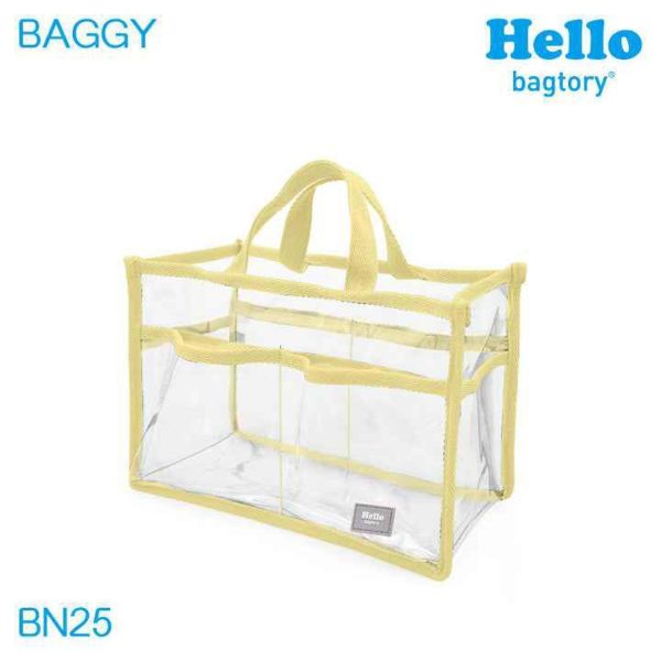 bagtory HELLO Baggy Transparent PVC Bag in Bag Big Tote, Clear Storage Organizer, Banana Yellow  Fixed Size Online now