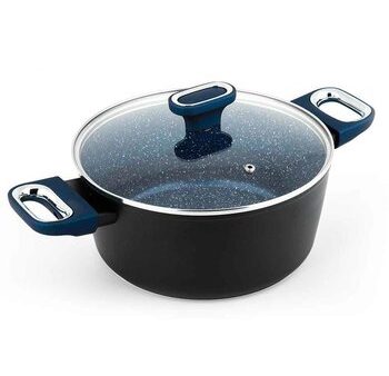 Carl Schmidt Sohn Marburg 24cm Forged Aluminum Casserole with glass lid (Blue coating & blue handle)  24cm Online Sale