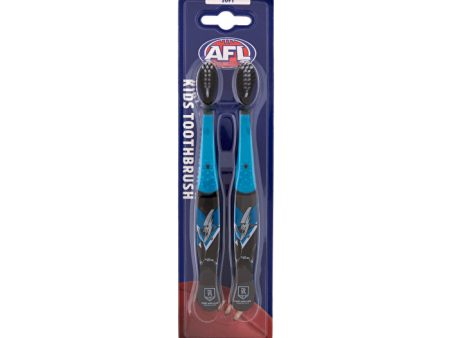 Afl Mascot Kids Toothbrush - Port Adelaide 2 Pack Discount