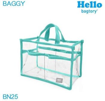 bagtory HELLO Baggy Transparent PVC Bag in Bag Big Tote, Clear Storage Organizer, Macaron Green  Fixed Size For Discount