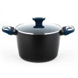 Carl Schmidt Sohn Marburg 24cm Forged Aluminum High Casserole with glass lid (Blue coating & blue handle)  24cm Cheap