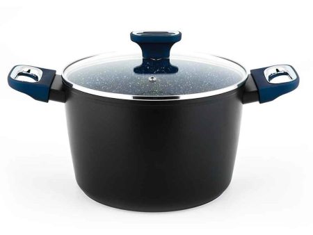 Carl Schmidt Sohn Marburg 24cm Forged Aluminum High Casserole with glass lid (Blue coating & blue handle)  24cm Cheap