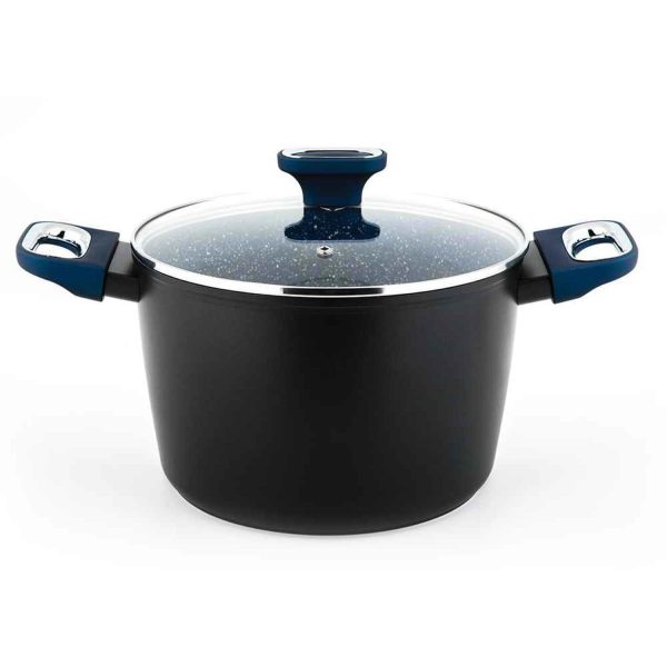 Carl Schmidt Sohn Marburg 24cm Forged Aluminum High Casserole with glass lid (Blue coating & blue handle)  24cm Cheap